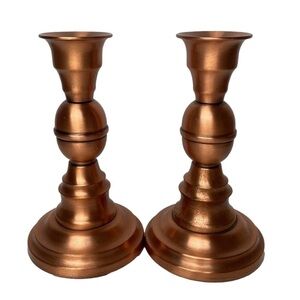 Pair Copper Candle Stick Holders Fantasy Copperware Ltd